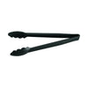 12-inch black plastic utility tongs with durable construction for safe, hygienic food handling; lightweight, easy to clean, and ergonomic design; ideal for commercial kitchens and catering; packed 144 per case.