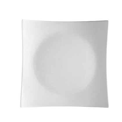 12-inch square plate with wide flat surface. Chip-resistant and microwave, oven, dishwasher safe. Ideal for meals, charcuterie, and restaurant or home table settings.