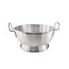 12-quart aluminum colander with loop handles and footed base for stability and easy drainage. Durable, rust-resistant, ideal for large-volume food prep in both commercial and home kitchens.