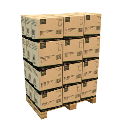 EcoQuality White Paper Cups Full Pallet 26 Cases Single Wall Drinking