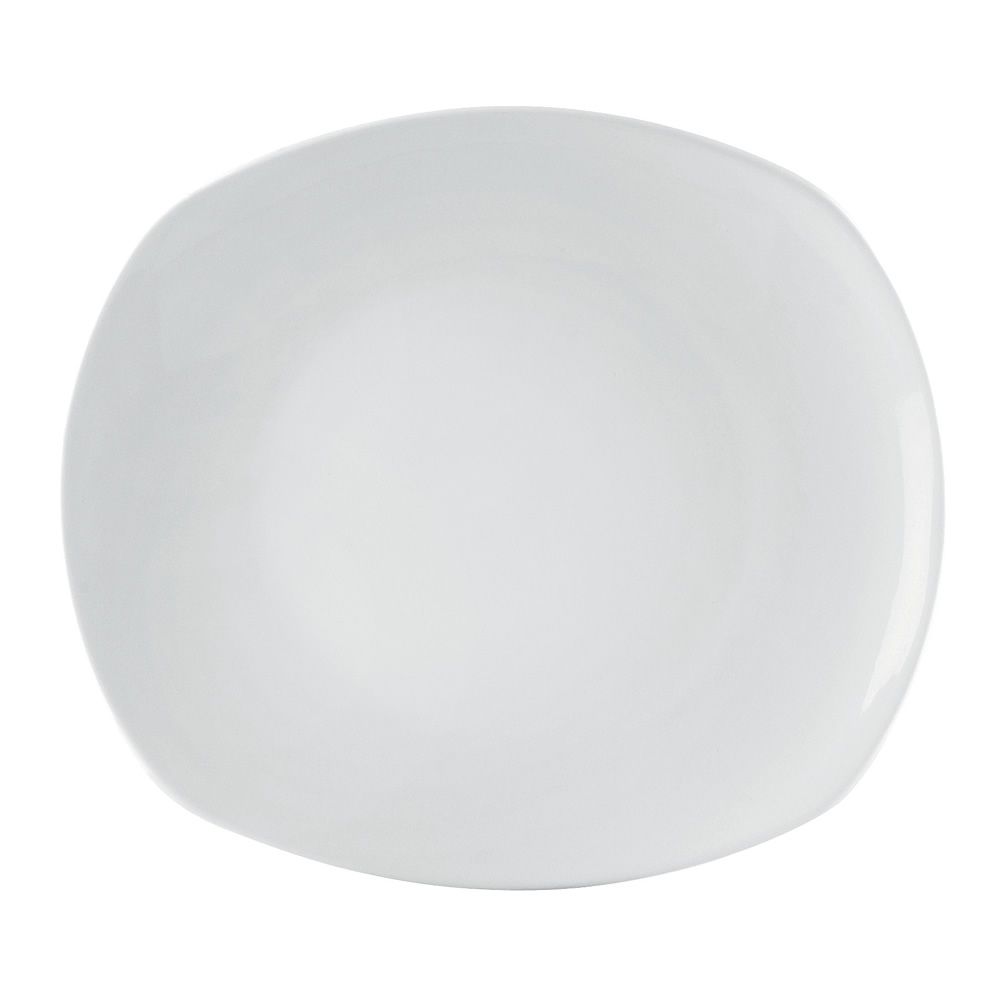 12” coupe curved rectangular plate, durable break-resistant serving dish for appetizers, entrées, sushi, desserts, microwave-safe, dishwasher-safe, modern tableware for restaurants, catering, and home use.