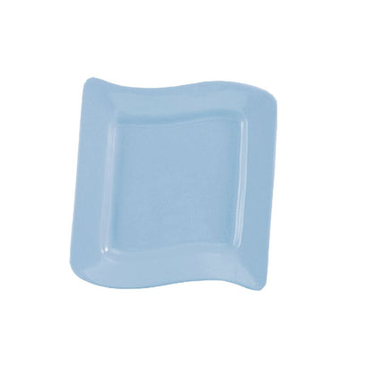12-inch light blue square plate, break-resistant and microwave-safe; perfect for elegant food presentation at restaurants, events, or home with modern and calming design.