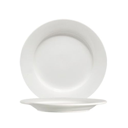 12” round porcelain dinner plate, bone white dish for entrees & main courses. Durable, microwave, oven & dishwasher safe. Ideal for restaurants, catering, hotels & home kitchens.