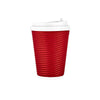 12oz Ripple Hot Cup with Lid, stylish and insulated disposable coffee cups available in silver, maroon, tan, and black. Perfect for hot beverages at cafes, offices, events, or on the go.