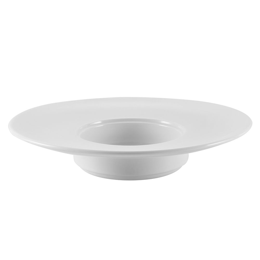 12oz 11 3/4” Wide Rim Pasta Bowl made of chip-resistant, durable porcelain. Perfect for pasta, salads, appetizers & gourmet dishes. Microwave & dishwasher-safe with a sleek white finish for home or restaurant use.