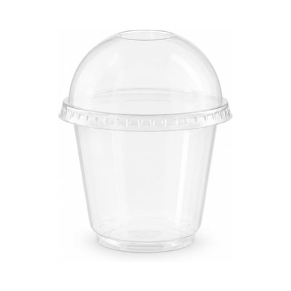 Clear Plastic Disposable U Shaped Drinking Cups with Dome Lids