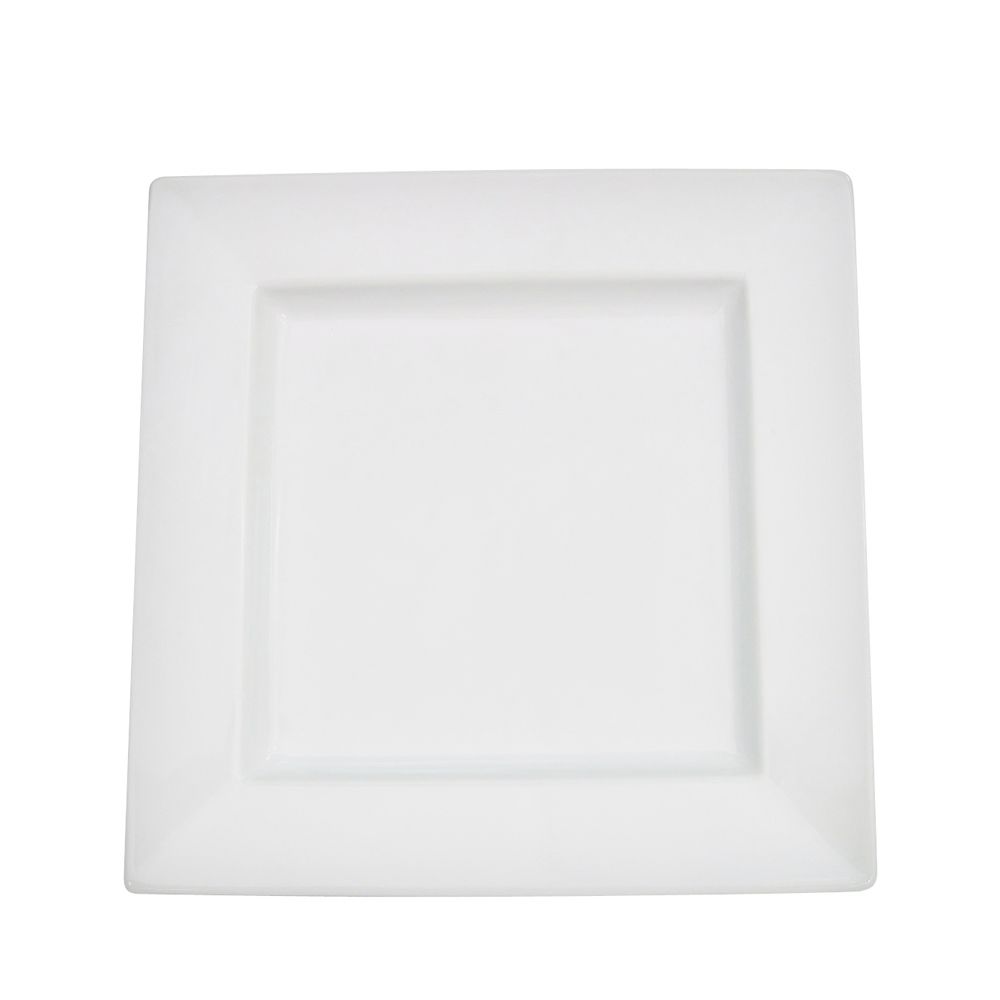12oz 9-inch square soup plate, white porcelain bowl, modern dinnerware, chip-resistant, microwave-safe, dishwasher-safe, perfect for soups, salads, pasta, and elegant table settings.