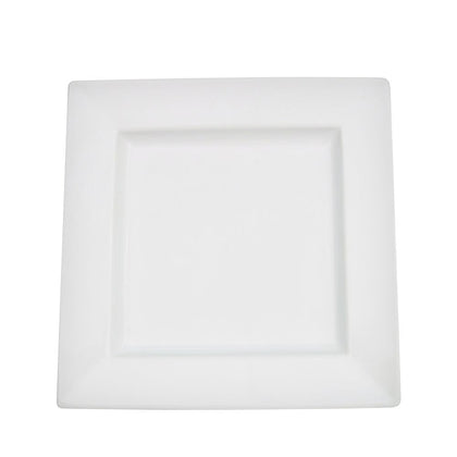 12oz 9-inch square soup plate, white porcelain bowl, modern dinnerware, chip-resistant, microwave-safe, dishwasher-safe, perfect for soups, salads, pasta, and elegant table settings.