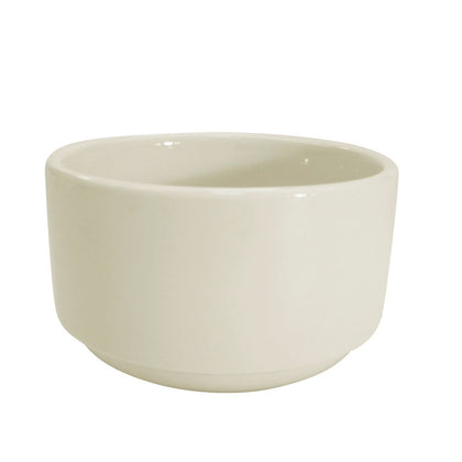 12oz stacking bouillon bowl, 4-inch, durable, stackable design for broths and soups, microwave, oven, and dishwasher safe, ideal for restaurants and home kitchens.