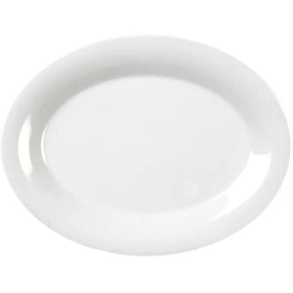 EcoQuality Oval Platter in stylish white color, ideal for serving vegetables, cold cuts, fresh greens or Asian appetizers. Made from durable and reliable melamine, this dinner plate is popular for being unbreakable and affordable at the same time. Thanks to the stylish Milestone collection, these platters will perfectly fit in any cafes, restaurant or catering events. Elevate your dining experience with these high quality affordable restaurant dinnerware.