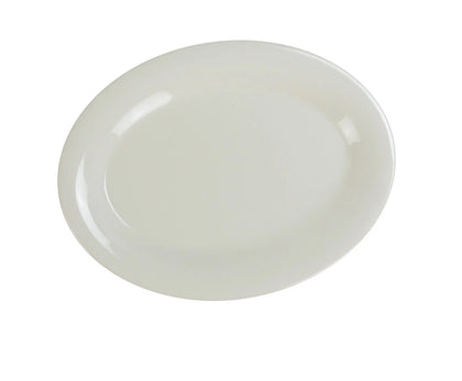 EcoQuality Oval Platter in stylish ivory color, ideal for serving vegetables, cold cuts, fresh greens or Asian appetizers. Made from durable and reliable melamine, this dinner plate is popular for being unbreakable and affordable at the same time. Thanks to the stylish Milestone collection, these platters will perfectly fit in any cafes, restaurant or catering events. Elevate your dining experience with these high quality affordable restaurant dinnerware.