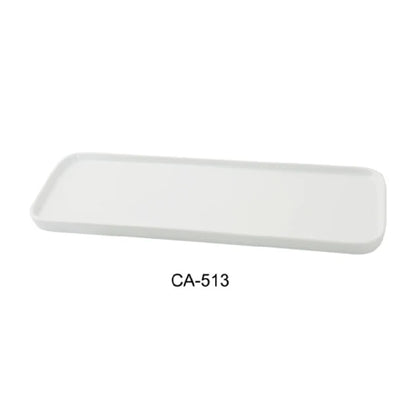 This rectangular plate is made from high-quality porcelain with aluminum core, it offers microwave and dishwasher safety, supporting efficient and hygienic cleanability. Its white finish and standardized size ensure consistent presentation and compatibility with various food presentation styles, making it an ideal choice for mid-volume restaurant and cafeteria settings that prioritize durability and ease of maintenance.