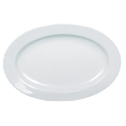 Oval Platter features a rolled edge design crafted from reliable, super white porcelain. Safe for dishwasher, oven, and microwave use, it offers versatile convenience for everyday meals or special occasions in restaurants and home use. Ideal for serving salads, desserts, and appetizers, this elegant platter combines durability with style to enhance your dining experience.