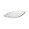 This dinner plate features a distinctive leaf shape that enhances presentation aesthetics. Made from durable porcelain with a bone white finish, this plate is microwave, dishwasher, and oven safe, ensuring efficient kitchen operations in institutional kitchens, catering stations, and compact restaurant settings. Its technical design offers reliable use for mid-range workflows requiring consistent presentation and easy maintenance, making it a practical choice for commercial foodservice applications.