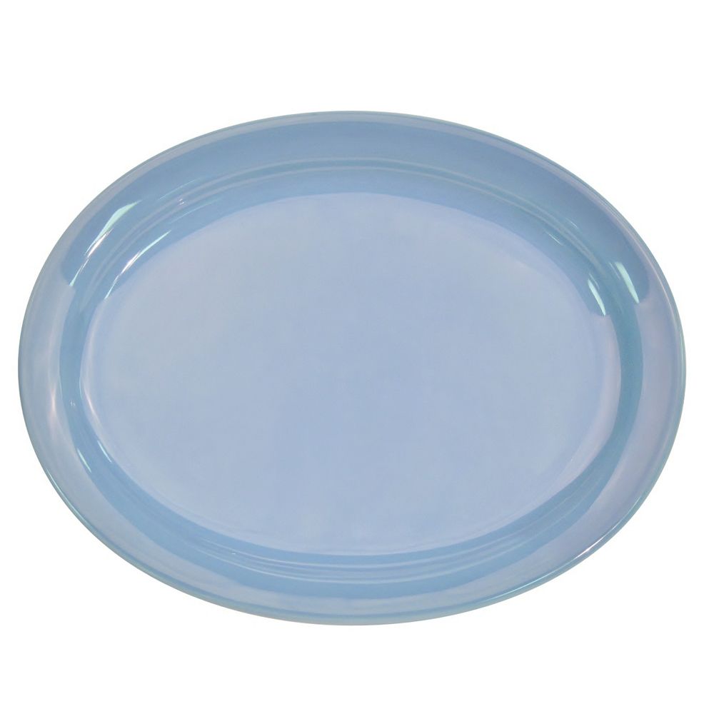 13.25” N.R. Light Blue oval platter, durable break-resistant serving dish for appetizers, entrées, sides, microwave-safe, dishwasher-safe, modern tableware for restaurants, catering, and home use.