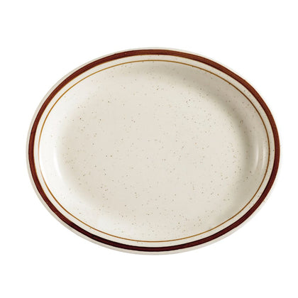 13 1/2-inch oval ceramic serving platter, featuring a scratch-resistant, sleek modern design, perfect for restaurants, catering, and home dining to serve appetizers, seafood, or main courses.