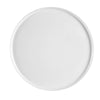13 1/2-inch pizza plate coupe, white pizza dish, modern dinnerware, chip-resistant, microwave-safe, dishwasher-safe, perfect for serving pizzas, flatbreads, large appetizers, and other dishes.