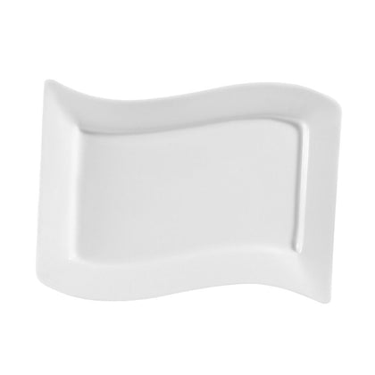 13 1/2-inch rectangular platter, modern serving tray, durable chip-resistant platter, elegant dinnerware, food display tray, easy-to-clean glazed dish, lightweight catering platter, stylish serving plate.