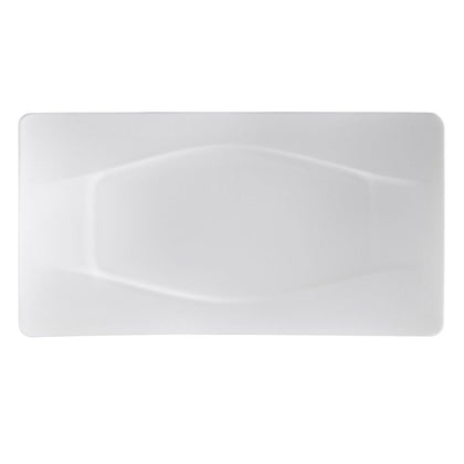 13 1/2-inch rectangular platter, BPA-free ceramic, lightweight, shatterproof, scratch-resistant, sleek modern design, microwave-safe, dishwasher-safe, perfect for home, restaurants, catering, and serving.