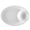 13 7/8-inch oval chip and dip bowl, 65oz chip bowl with 8oz dip section, modern serving dish, chip-resistant durable platter, large snack bowl, easy-to-clean glazed chip and dip set, party essential.
