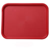 This tray has a red finish that adds visual appeal to your service while maintaining the durability and quality expected in busy food service environments. This tray measures 14 inches long by 10 inches wide. Perfect for cafeterias, quick-service restaurants, and catering operations seeking reliable, environmentally conscious dinnerware solutions.