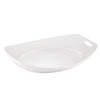 14-inch Handled Squared Oval Tray, BPA-free ceramic, scratch-resistant, shatterproof, lightweight, microwave-safe, dishwasher-safe, modern design, perfect for serving food, drinks, and desserts.