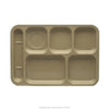 EcoQuality Left Hand 6-Compartment Plate, whether you're serving appetizers, entrees, or desserts, this tray has got you covered. Made from extra heavy-duty melamine, this plate is built to withstand even the busiest of kitchens, while the left-handed design ensures easy handling for all users allowing them to elevate dining experience with these high quality affordable restaurant dinnerware.