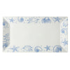 14.5-inch porcelain seashell rectangular platter PW, chip-resistant, microwave- and dishwasher-safe. Elegant serving dish for seafood, appetizers, and entrees at home or in restaurants.