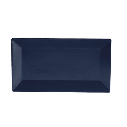 14.5-inch cobalt blue rectangular platter, durable serving tray, modern plastic food tray, scratch-resistant and stain-resistant, elegant catering platter, perfect for restaurants, events, and home dining.