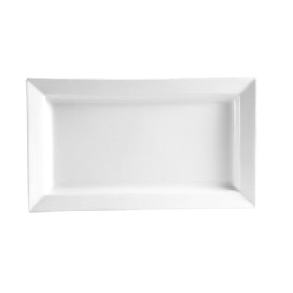 14-inch deep rectangular platter, 22oz white serving dish, modern dinnerware, chip-resistant, microwave-safe, dishwasher-safe, perfect for appetizers, pastas, side dishes, and elegant food presentation.