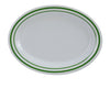 This high quality oval platter features an elegant pine tree design on durable melamine. The crisp white background enhances food presentation while offering exceptional resistance to breakage and scratches. Ideal for both commercial food service and sophisticated home entertaining where reliability meets refined aesthetics. It can be used for serving turkey, vegetables, cold cuts or Asian appetizers.
