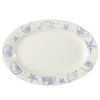 15-inch stoneware seashell oval platter AW, chip-resistant, microwave- and dishwasher-safe. Elegant serving dish for seafood, appetizers, and entrees in homes and restaurants.