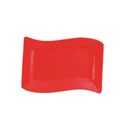 15.5-inch red rectangular platter, break-resistant and microwave-safe; ideal for vibrant food presentation in restaurants, catering events, or home with bold, modern design.