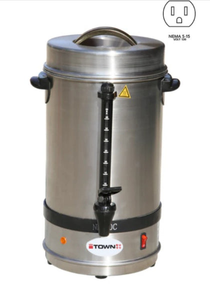 A 15-liter coffee boiler percolator, 120v, designed for brewing large quantities of coffee efficiently.
