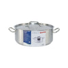 15QT stainless steel brazier with lid, heavy-duty construction, excellent heat distribution, and large capacity—durable and easy to clean, ideal for commercial kitchens and catering, packed 4 sets per case