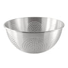 16-quart aluminum Chinese colander with perforated design for fast drainage, durable and rust-resistant, ideal for large-batch food prep in commercial or home kitchens.