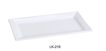 This versatile serving plate features a sleek rectangular shape with delicate lines, providing a sophisticated and distinctive presentation for your culinary creations. This plate is ideal for showcasing individual appetizers, small side dishes, or desserts in restaurants, cafes, and home dining. Made from durable, high-quality porcelain in a sophisticated bone white, this plate is designed for both versatility and long-lasting performance.