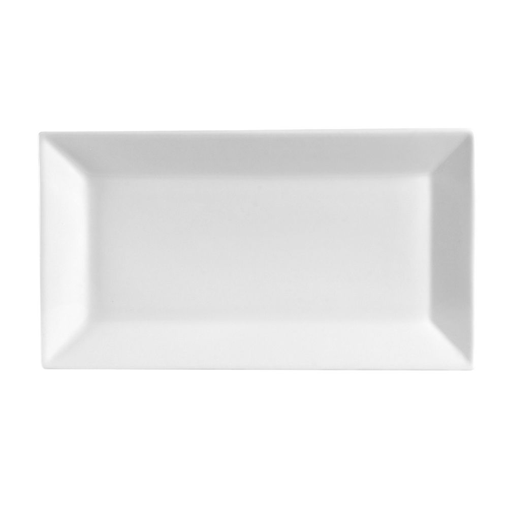 16 1/4-inch rectangular platter, durable plastic serving tray, modern dinnerware, scratch-resistant, stain-resistant, perfect for appetizers, entrees, buffets, catering, restaurants, and home dining.