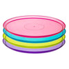 Ridged Assorted Jewel Round Tray in 12-inch and 16-inch sizes. Featuring jewel accents, perfect for serving appetizers, desserts, or drinks at parties, weddings, and gatherings. Durable, elegant, and stylish.