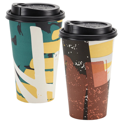 16oz Doodles Hot/Cold Cups with a fun design. Ideal for coffee, tea, soda, and juice. Durable, stylish, and perfect for home, office, cafes, and parties. Great for hot and cold drinks.