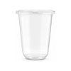 Clear Plastic Disposable U-Shaped Drinking Cups with Flat Lids