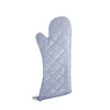 17‑inch cotton oven mitt with silicone‑coated grip and quilted interior, heat resistant to 500 °F, non‑slip, ambidextrous, machine‑washable; ideal for kitchens, bakeries, and grilling tasks.