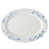 18-inch porcelain seashell oval platter PW, chip-resistant, microwave- and dishwasher-safe. Stylish serving dish for seafood, appetizers, and entrees at home or in restaurants.