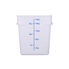 18-quart square food storage container made of BPA-free white polypropylene, stackable, leak-resistant, with clear measurement markings, freezer and dishwasher safe, packed 12 per pack for kitchens.