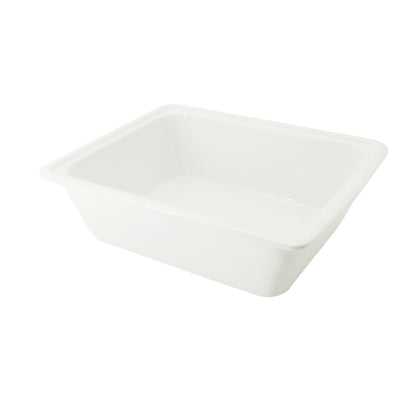 1/2 GN deep pan 12 3/4 inches, porcelain gastronorm pan for commercial kitchens, catering, buffets. Oven-safe, microwave-safe, dishwasher-safe, heat-resistant, durable, and food-safe.