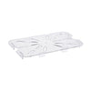 1/4 size durable polycarbonate drain shelf for PC food pans, easy to clean, supports efficient drainage to keep food fresh, ideal for commercial kitchens, catering, and buffet lines.