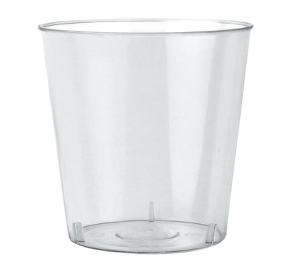 1oz Shot Cups – 100-pack of crystal-clear, disposable shot glasses. Perfect for serving shots, shooters, or mini treats at parties, weddings, and events. Convenient and easy to clean.