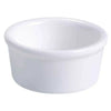 This smooth ramekin is a durable porcelain designed specifically for commercial foodservice applications requiring precise portion control and presentation. The ramekin's sleek design and practical size make it perfect for serving sauces, condiments, and small desserts. This round ramekin offers reliable performance in settings such as catering, institutional kitchens, and restaurant prep stations. Its high-quality porcelain material ensures microwave, oven, and dishwasher safe.