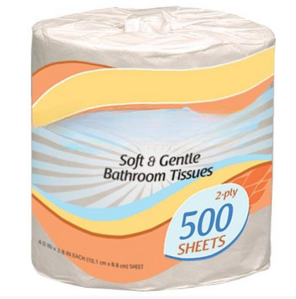 Soft and durable 2-ply toilet tissue roll, 400 sheets per roll, ideal for home and office, provides comfort, strength, and absorbency for everyday use.