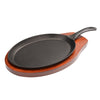 2-piece cast iron fajita skillet set with pre-seasoned skillet and handle, durable and heat-retentive cookware for sizzling fajitas and grilled dishes, packed 12 each per pack for commercial use.